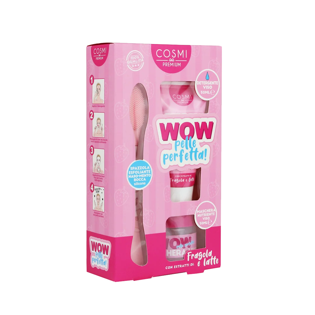 Kit Maschera viso Idratante con spatola e Detergente Fragola
