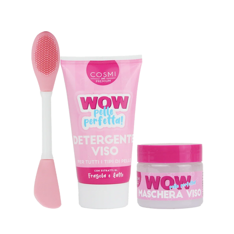 Kit Maschera viso Idratante con spatola e Detergente Fragola